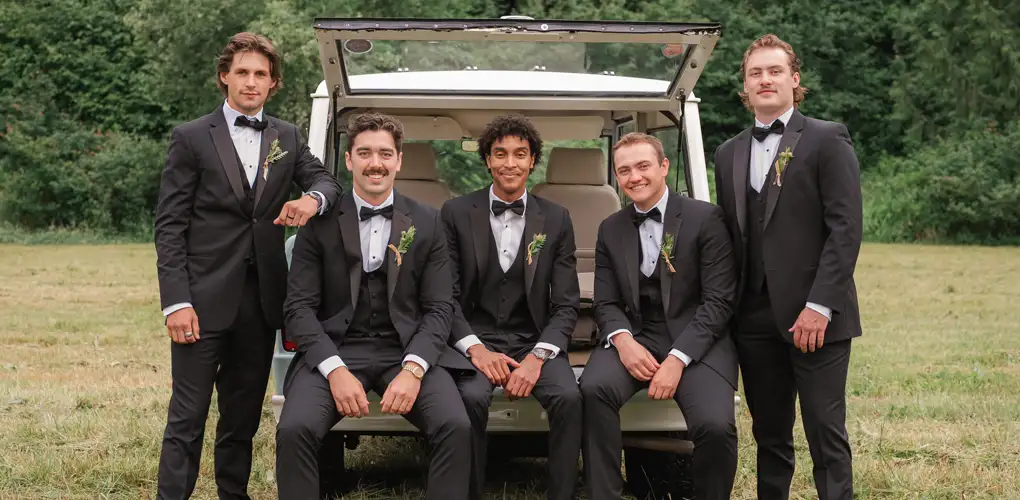 5 groomsmen that were all helped using a JFW referral dealer.