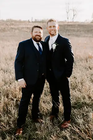 Groom and best man wearing a big and tall styles