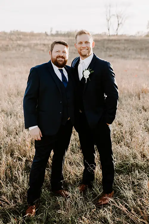 Groom and best man wearing a big and tall styles